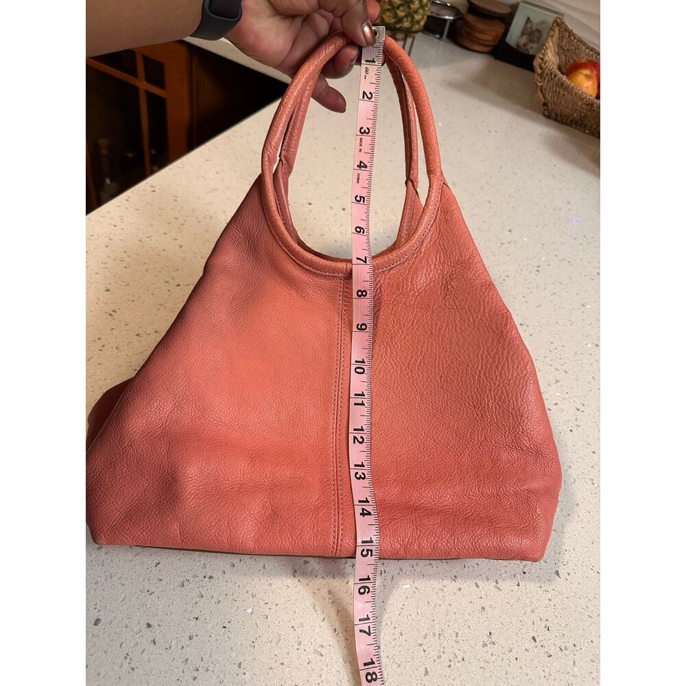 Talbots Genuine Leather Hobo Shoulder Bag Small Coral Pink Boho - Picture 2 of 11